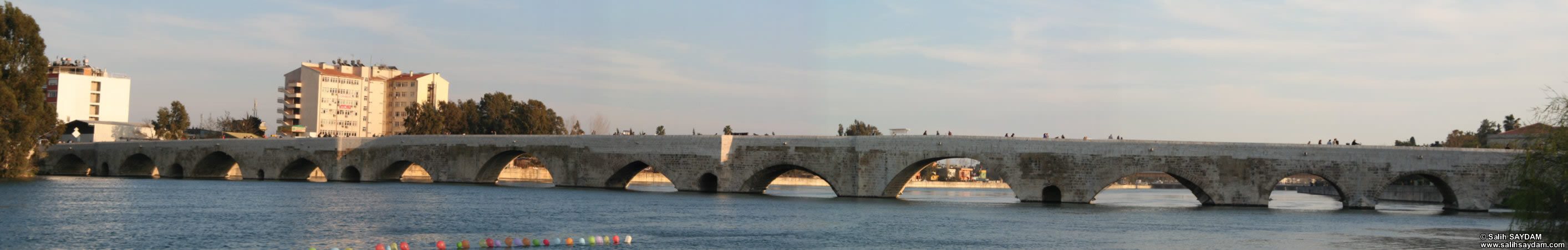 Panorama #02 of Taskopru (Stone Bridge), which was build over the River Seyhan by the Roman Emperor Hadrianus in the 4th century.
