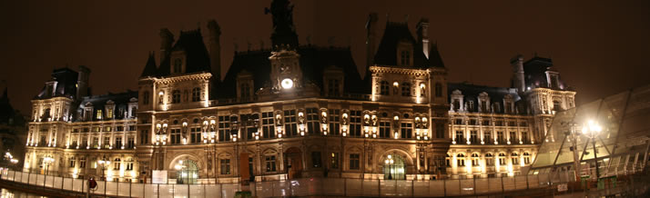 City Hall of Paris (Htel de Ville) Panorama 3 (At Night) (Paris, France)