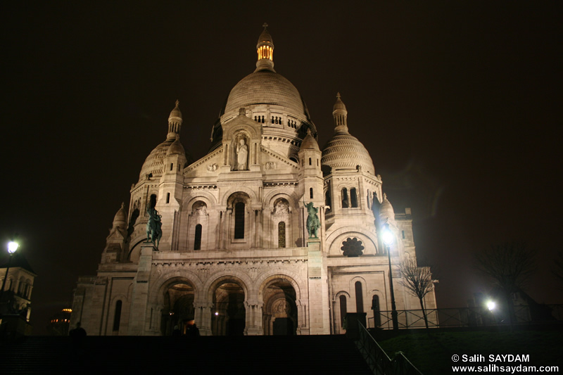 Sacre-Coeur Bazilikas (Basilique du Sacr-Cour) Fotoraf Galerisi 1 (Gece) (Montmartre, Paris, Fransa)