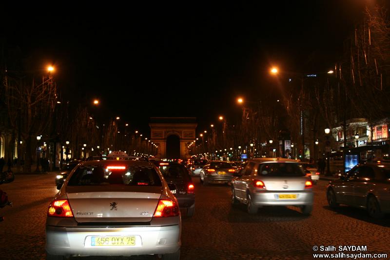 anzelize Caddesi (Avenue des Champs-lyses) ve Zafer Tak (Arc de Triomphe) Fotoraf Galerisi 1 (Gece) (Paris, Fransa)